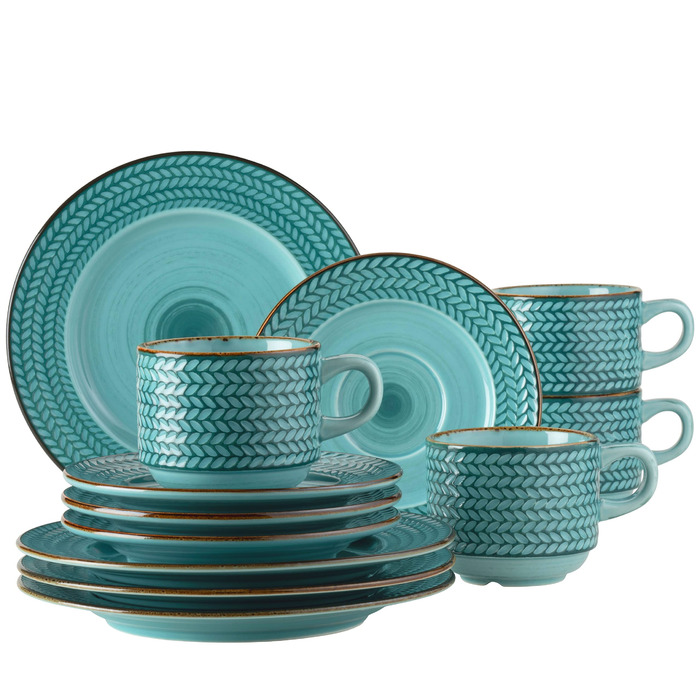 MÄSER Prospero: 8-Piece Premium Dinner Set for 4 (Turquoise, Vintage Style)