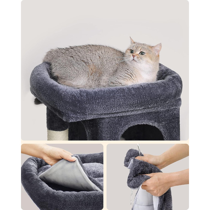 Feandrea Cat Tree Small, 67 cm Cat Tree, Cat House for Kittens up to 3 kg, Large Platform, Sisal Posts, PCT611W01 (Smoke Grey)