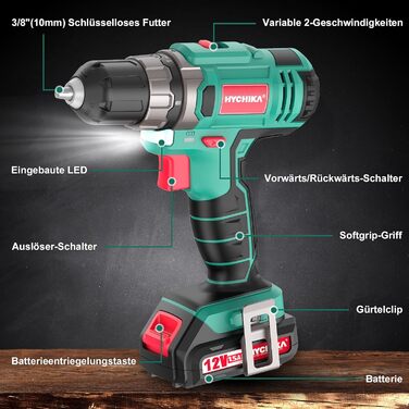 Набір інструментів HYCHIKA DIY Pro: акумуляторний дриль-шуруповерт 30Nm + 104 шт. + кейс. Для ремонту та обслуговування