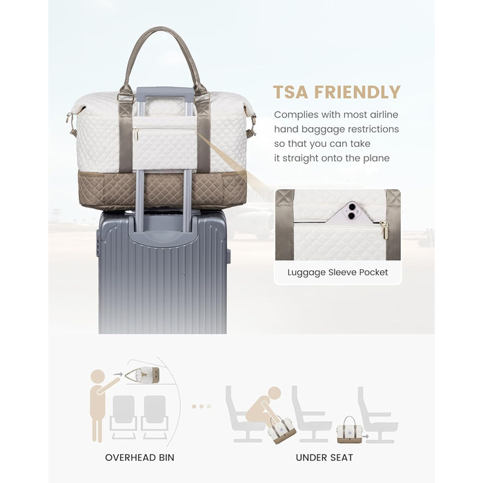 Спортивна сумка LOVEVOOK для жінок, велика ручна поклажа, 2 шт. (Бежевий, Хакі)