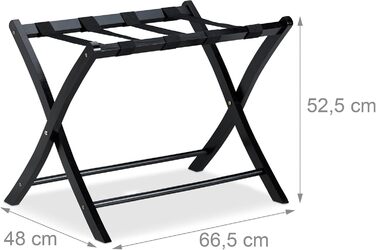 Relaxdays Suitcase Stand, Wood, Folding, Luggage Rack, Suitcase Storage, for Travel Luggage, HxWxD: 52.5x66.5x48 cm, white (black)