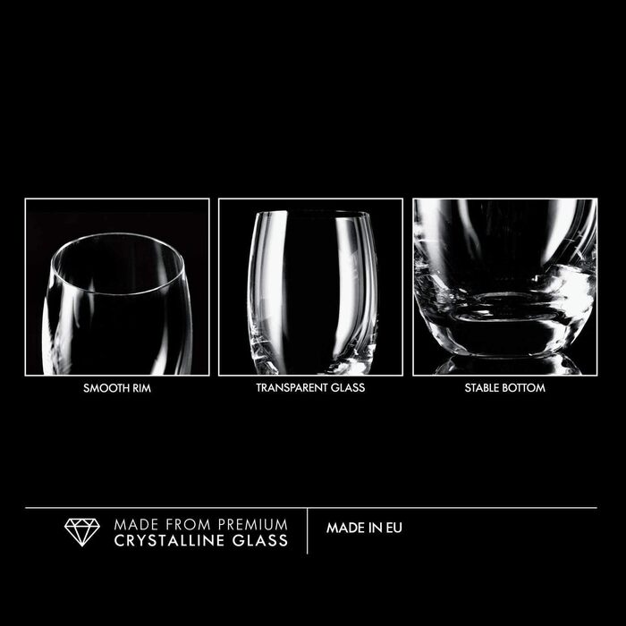 Krosno Water Glasses, Juice Glasses, Drinking Glasses | Set of 12 | 360 ML | Elite Collection | Perfect for home, restaurants, and parties | Dishwasher safe