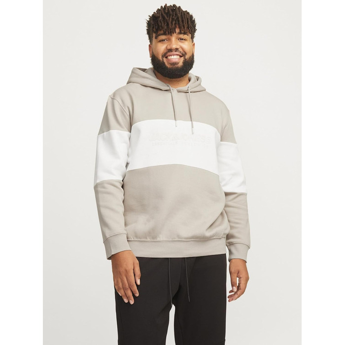 Світшот Jack & Jones Jjelegacy Blocking з капюшоном Noos, розмір 4XL, колір Moonbeam