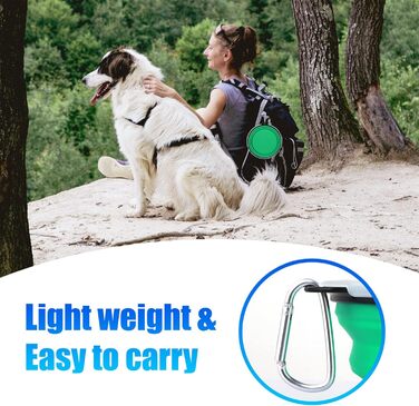 Складаний миска для собак SLSON, 2 шт., з кришкою та карабінами, 1000 мл, блакитний та зелений