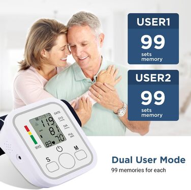 Тонометр на плече Oberarm з великою манжетою - цифровий тонометр USB-зарядний | Виявлення аритмії, 2x99 місця для зберігання даних для 2 користувачів | Ідеальний для домашнього використання