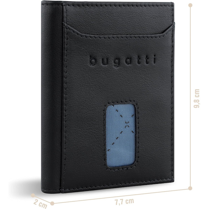 Гаманець Bugatti Secure Slim Mini чорний шкіряний з RFID-захистом для карт Nappa без відділення для монет