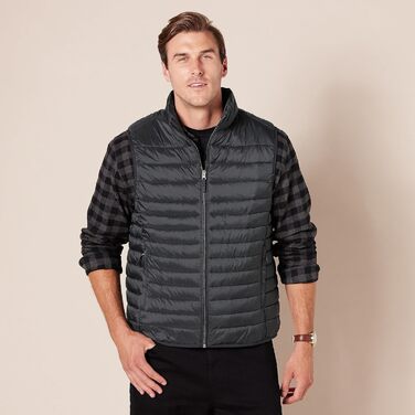 Чоловіча розпакувальна жилетка Amazon Essentials, легка, водостійка, чорна, компактна