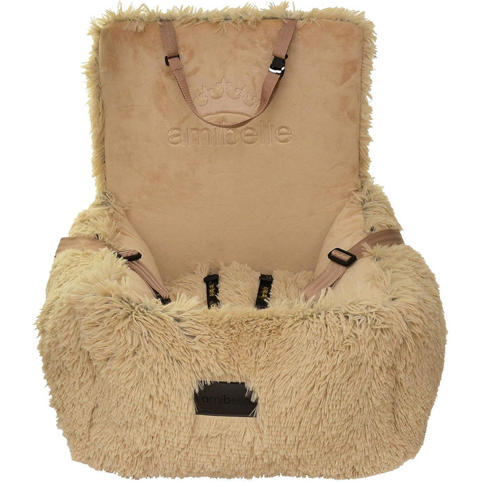 Автокрісло для собак та котів Bella Teddy, чорне, з штучної шкіри, 55x55 см, універсальне, миється