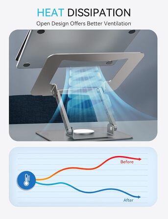 Підставка для ноутбука Soundance: регульована висота, 360° обертання, чорна, 10-15,6 дюймів