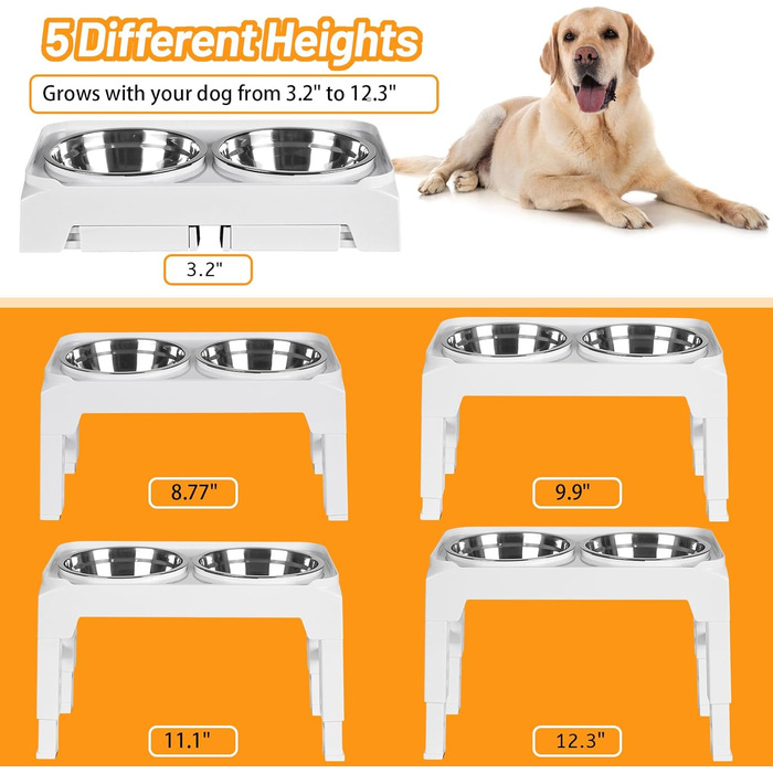 Підвищені годівниці для собак M білі (8 см для собак M/L) білий/розкішний сад