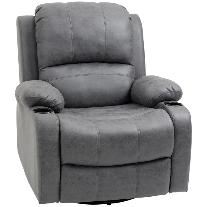 HOMCOM Electric Recliner Chair with Rocking and Reclining Function, TV Recliner with Reclining Function, Cup Holder, Grey