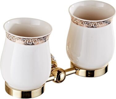 Golden Bathroom Toothbrush Holder, Gold Crystals, Bathroom Hardware (Double Toothbrush holder, Bright Gold)