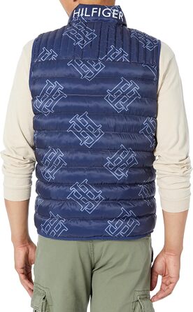 Жилет чоловічий Tommy Hilfiger з легкого пуху, стеганий, M, темно-синій з принтом
