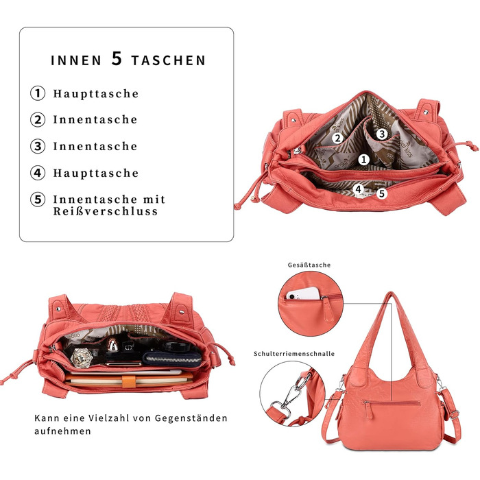 Сумка жіноча AngelKiss через плече, водонепроникна PU шкіра, коралова - багатофункціональна сумка-месенджер