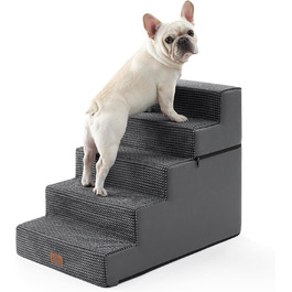 COZY KISS Dog Stairs for Small Dogs, Wide Steps Pet Stairs for Bed Couch Car, 60cm High High-Density Foam Cat Stairs with Removable Cover ( 7x0x60cm, ) (Dark Gray, 5, 75x50x60cm-Removable)