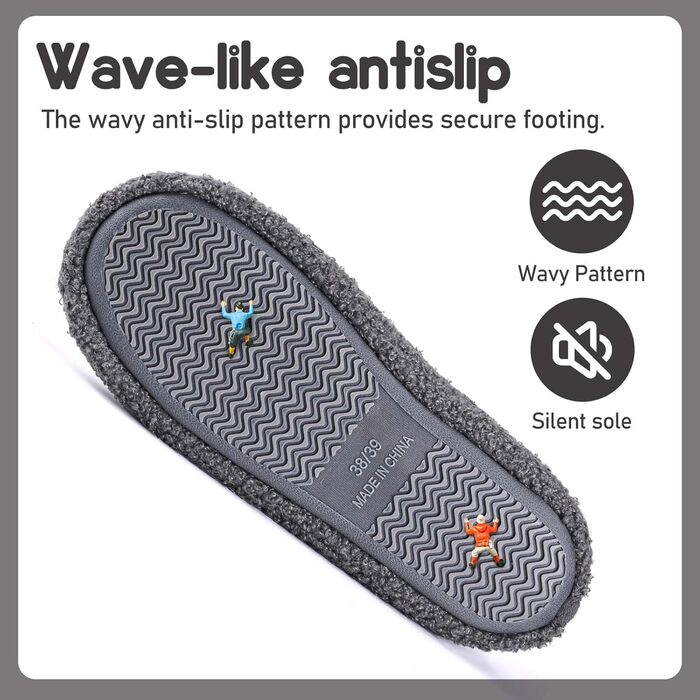 Тапочки жіночі зимові теплі з меморі-піною та антиковзкою підошвою, білі (38/39 EU, сірі)