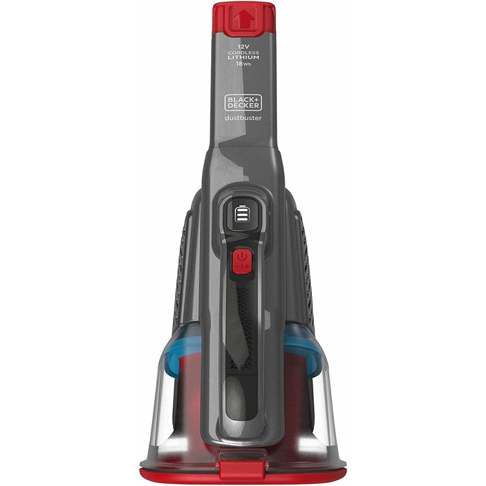 Ручний акумуляторний пилосос BLACK+DECKER BHHV315J Lithium Dustbuster Titanium/Red 12V, 500 мл, циклонна технологія, безмішковий, з насадкою для щілин