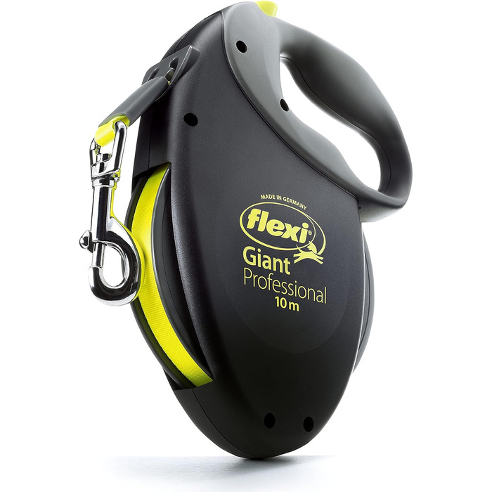 Flexi Giant Professional L: 10 м, повід для великих собак до 50 кг, чорний/неоновий жовтий