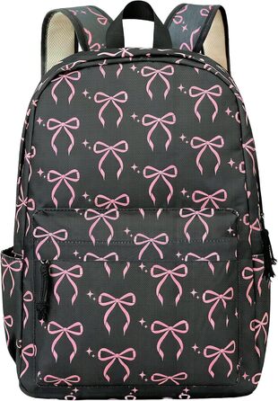 Жіночий рюкзак для ноутбука, шкільний рюкзак, легкий та стильний, чорний/рожевий