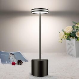 LED настільна лампа Bravzurg бездротова, акумуляторна, 5000mAh, диммування, 3 кольори, USB, для дому та вулиці, чорна