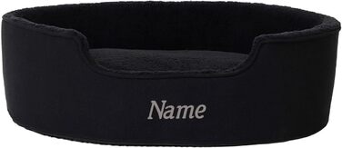 Lionto Dog Bed with Reversible Cushion and Washable Cover, Stable Dog Basket with Anti-Slip Dots, 92x72 cm, Cozy Pet Bed for Dogs and Cats with Plush, (Black, L 83 x W 63 x H 27 cm (with name tag))