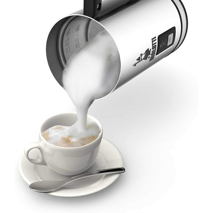 Електричний спінювач молока Bialetti Montalatte, 240 мл, 500 Вт, нержавіюча сталь, срібно-чорний