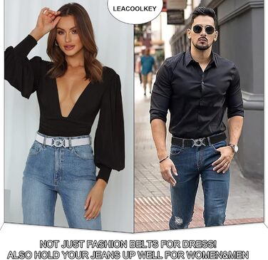 Еластичний ремінь LeaCoolKey для жінок та чоловіків, тонкий, стрейч, для джинсів та суконь, чорний, коричневий, білий, блакитний (80 см), розмір талії 76-90 см