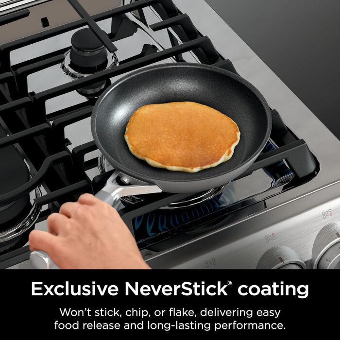 Набір посуду Ninja CW69010: 10 предметів, антипригарне покриття NeverStick, з комфортними ручками, каструлі та сковорідки