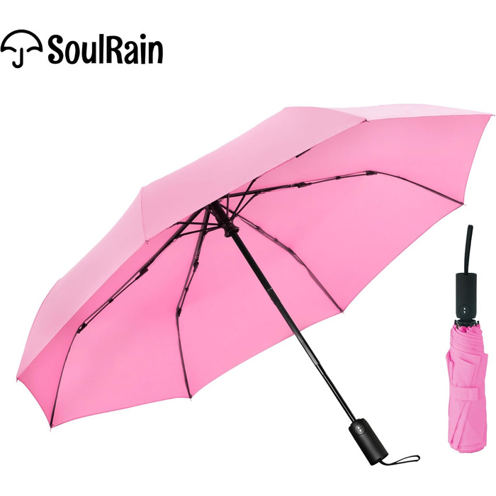 Водонепроникний парасолька SoulRain для подорожей та авто: компактний, великий, для гольфу (рожевий)