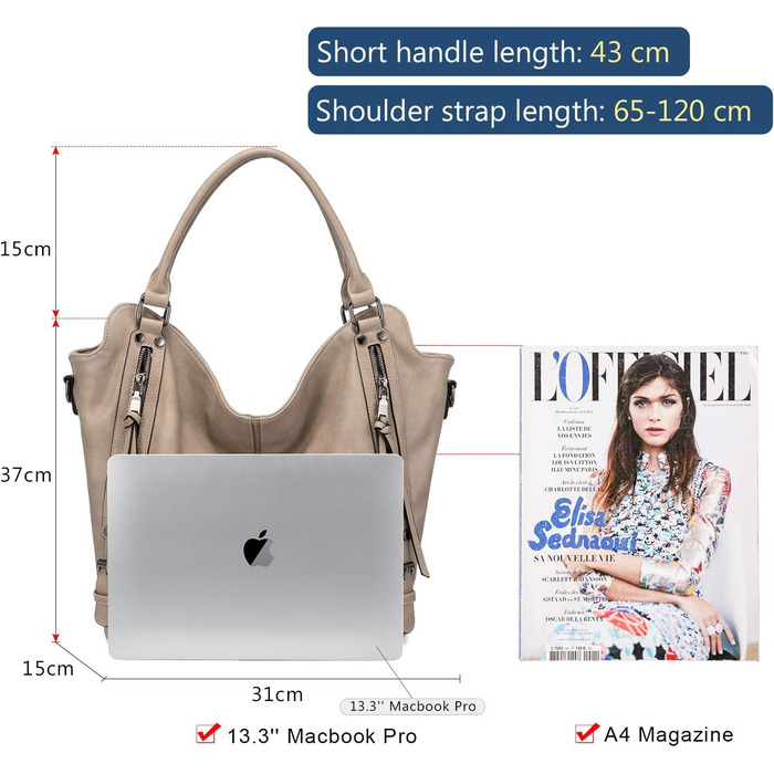 Комплект жіночих сумок Realer: велика шопер-сумка з натуральної шкіри, сумка через плече та гаманець для офісу, школи, покупок, подорожей, колір хакі