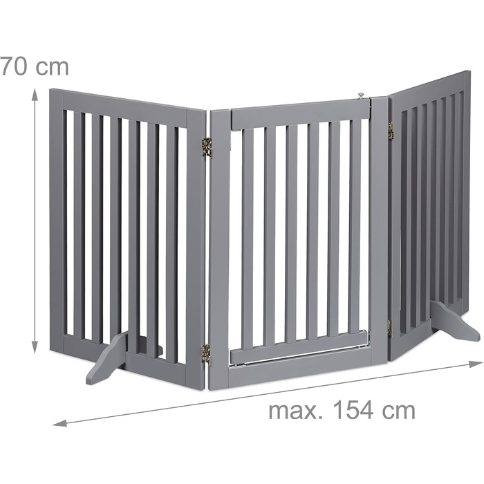 Захисне ворота для собак Relaxdays, сіре, 70 x 154 см, розкладне, з дверцятами та ніжками, самостійне