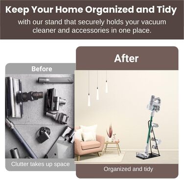 Підставка для пилососа без свердління, металева стійка для пилососа, сумісна з V6 V7 V8 V10 V15 та іншими моделями. Підходить для більшості вертикальних пилососів (чорний)