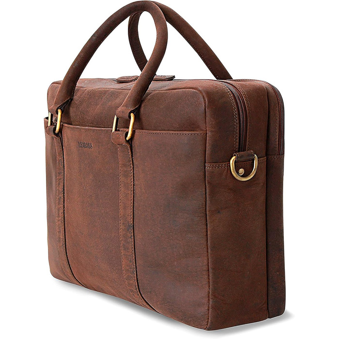 Сумка для ноутбука Leabags Leder Aktentasche (16 дюймів) з натуральної шкіри. Офісна сумка-месенджер через плече для чоловіків та жінок, темно-коричнева