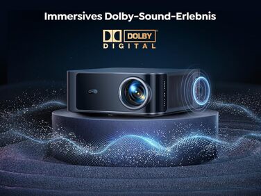 Смарт-проектор Toptro 4K Home Cinema, 1500 ANSI люмен, Full HD 1080p, Netflix, Dolby Audio, двосторонній Bluetooth, WiFi, AI-автофокус та корекція трапеції, для дому та вулиці, чорний