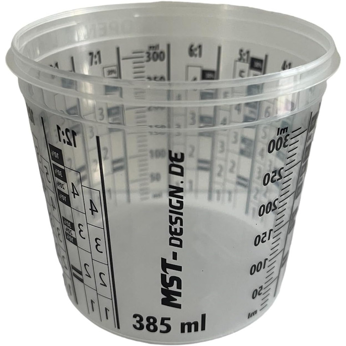 200 x Mixing Cups 385 ml (0.385 L) | Mixing Container | Measuring Cup Mixing Cup from MST-Design | Mixing Paint and Lacquer | Cup with Scale | Painting, Lacquer, Lacquering Accessories