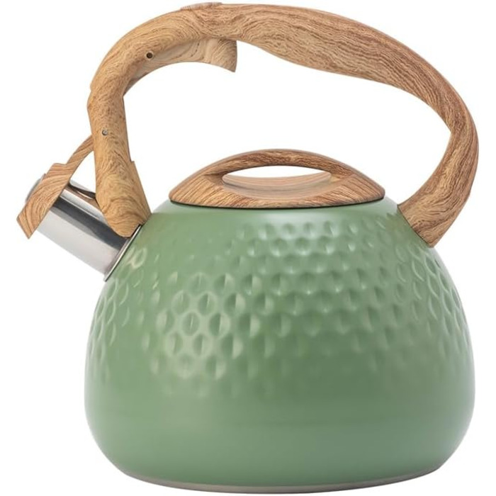 Чайник-свисток з нержавіючої сталі 3L, чайник-свисток, сучасний чайник Induktion, велика ємність для чаю та кави, підходить для всіх типів плит (зелений)