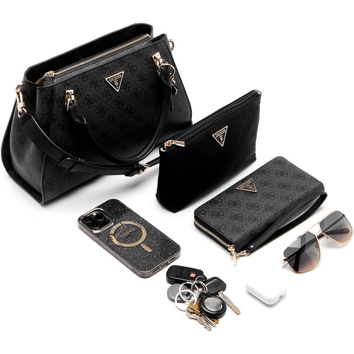 Сумка жіноча GUESS Noelle II Luxury Satchel з логотипом, чорна