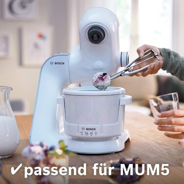 Bosch Kitchen Machine Series 4 MUM5XW20, 3.9 L Stainless Steel Bowl & MUZ5EB2, 550ml, Homemade Ice Cream, Sorbet, and Frozen Yogurt, White, Compatible with Kitchen Machine Series 4 White / Champagne 2-Piece Accessory Bundle with Ice Cream Maker