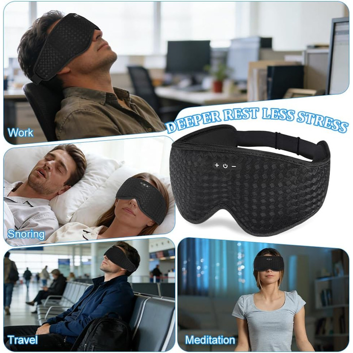 3D Маска для сну з навушниками Bluetooth V5.4: Комфортний сон, подорожі, релакс