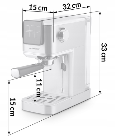 Ріжкова кавомашина Berdsen з капучинатором, 20 бар, сенсорне керування