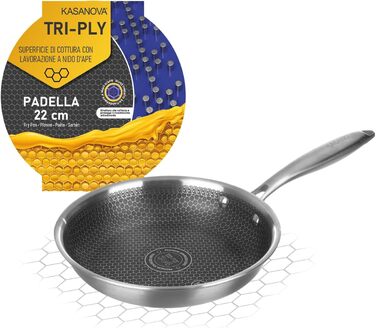 Сковорода KASANOVA Tri-ply з антипригарним покриттям Honeycomb, 22 см - для всіх типів плит та духовки