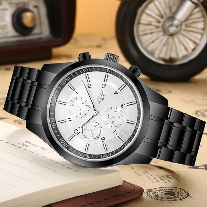 Годинник наручний чоловічий BOSCK, 40 мм, автоматичний календар (дата та день тижня), корпус з нержавіючої сталі, водостійкий (30 м), бізнес-стиль, спортивний