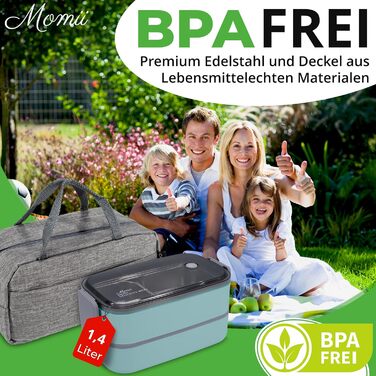 Преміум ланчбокс для дорослих та дітей: сталевий контейнер для їжі з відділеннями, ідеальний для школи, садка та пікніків (Світло-блакитний)