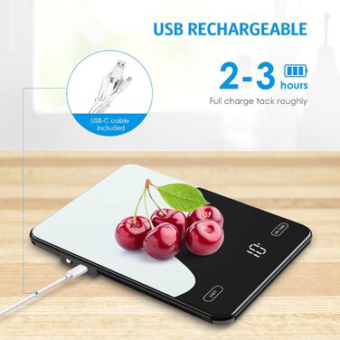 Brifit Kitchen Scale with App - 10kg/1g Digital Food Scale with Calorie Counter, LED Display, Tare Function, USB Rechargeable
