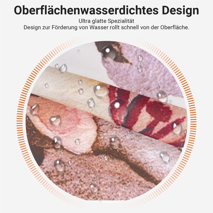 Штора для душу 240x200 см з квітами, поліестер, антигрибкова, водовідштовхувальна, з утяжеленим краєм, з кільцями (коричнева)