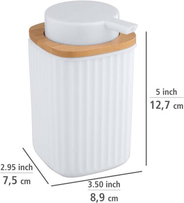 Дозатор для мила WENKO Rotello, 250 мл, з бамбуковим декором, для мила та засобів для миття посуду, червоний/натуральний