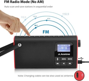 Портативна радіоприймач Avantree SP850: FM-радіо, Bluetooth-динамік, MP3-плеєр з SD-карти