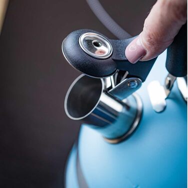 Чайник Kinghoff 1.8L з нержавіючої сталі, Induktion, з свистком, матовий синій, KH-1857