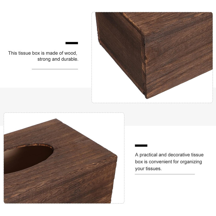 Cabilock 1 Piece Tissue Box Facial Tissue Box Wood Cosmetic Tissues Box Paper Towel Box Tissue Box Dispenser for Office Kitchen Living Room Bedroom Desk