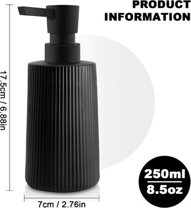 Набір з 2 чорних скляних дозаторів для мила, 250 мл - для ванної, кухні, робочої поверхні